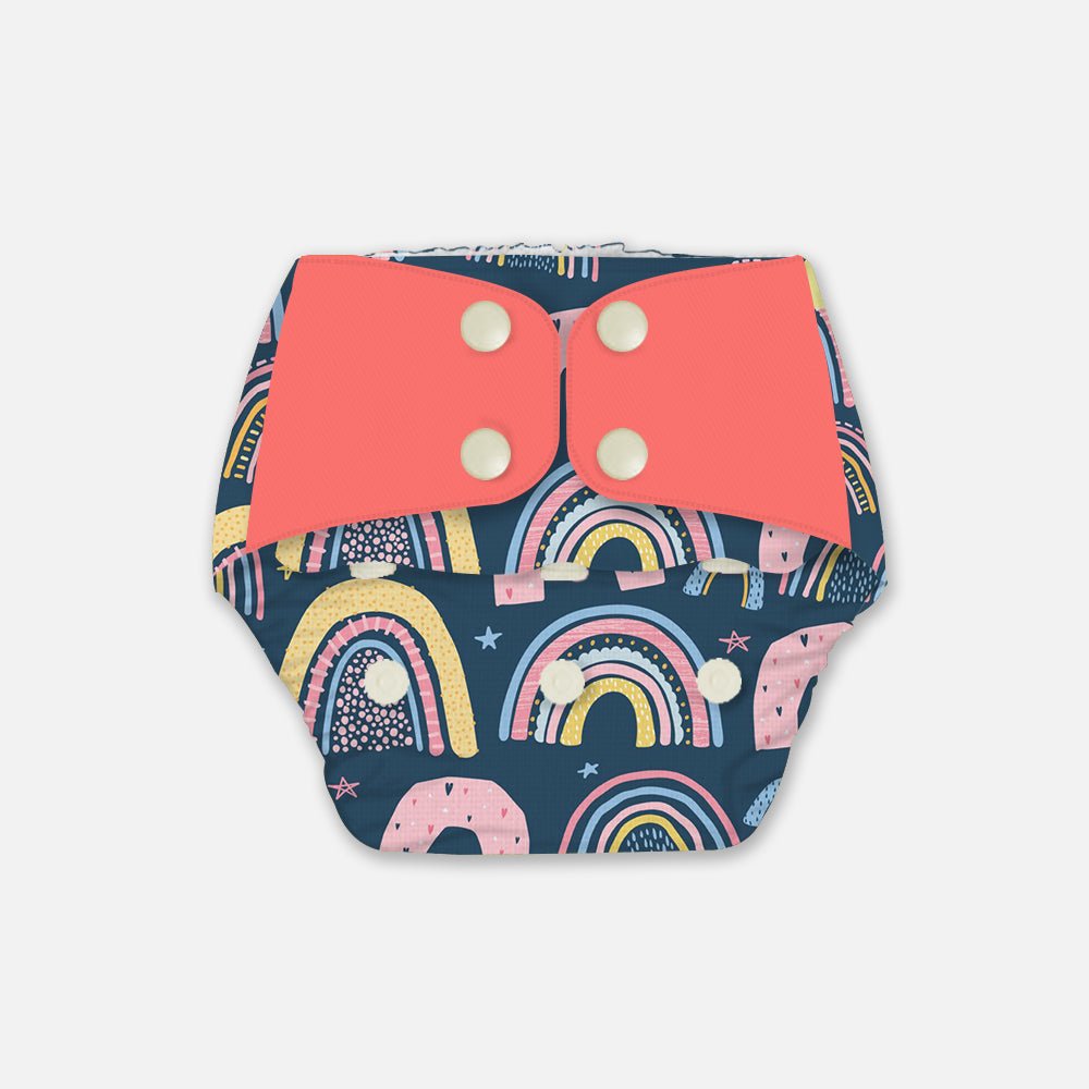 Regular Diaper by Snugkins - Cloth Diapers for daytime use (Fits babies 5-17kgs) - Rainbow Magic - Kreate- Baby Care