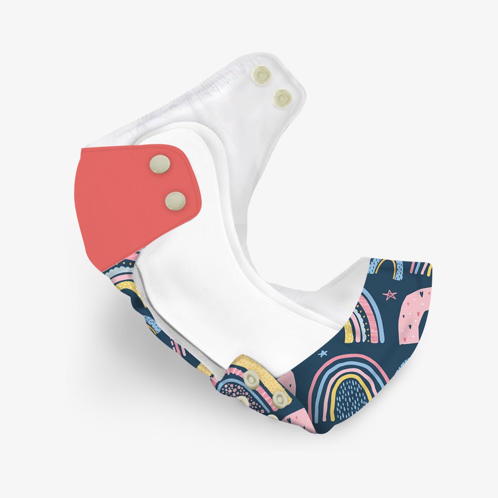 Regular Diaper by Snugkins - Cloth Diapers for daytime use (Fits babies 5-17kgs) - Rainbow Magic - Kreate- Baby Care