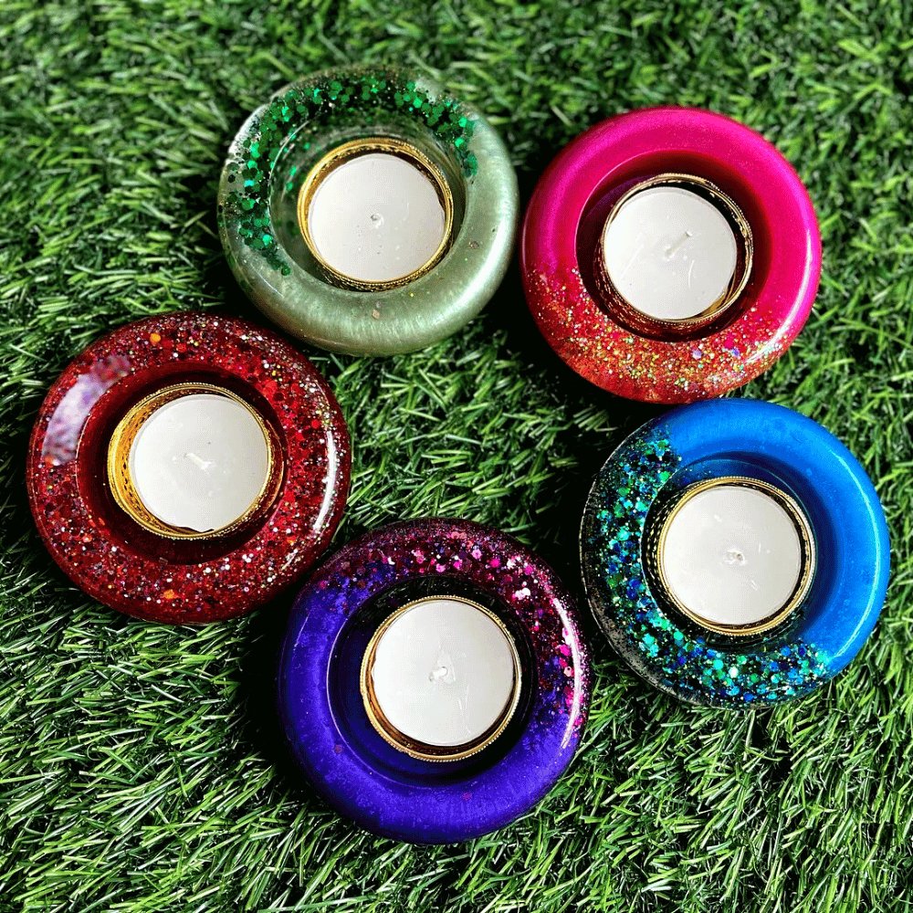 Resin Candle Stands (Set of 5) - Kreate- Candles & Holders