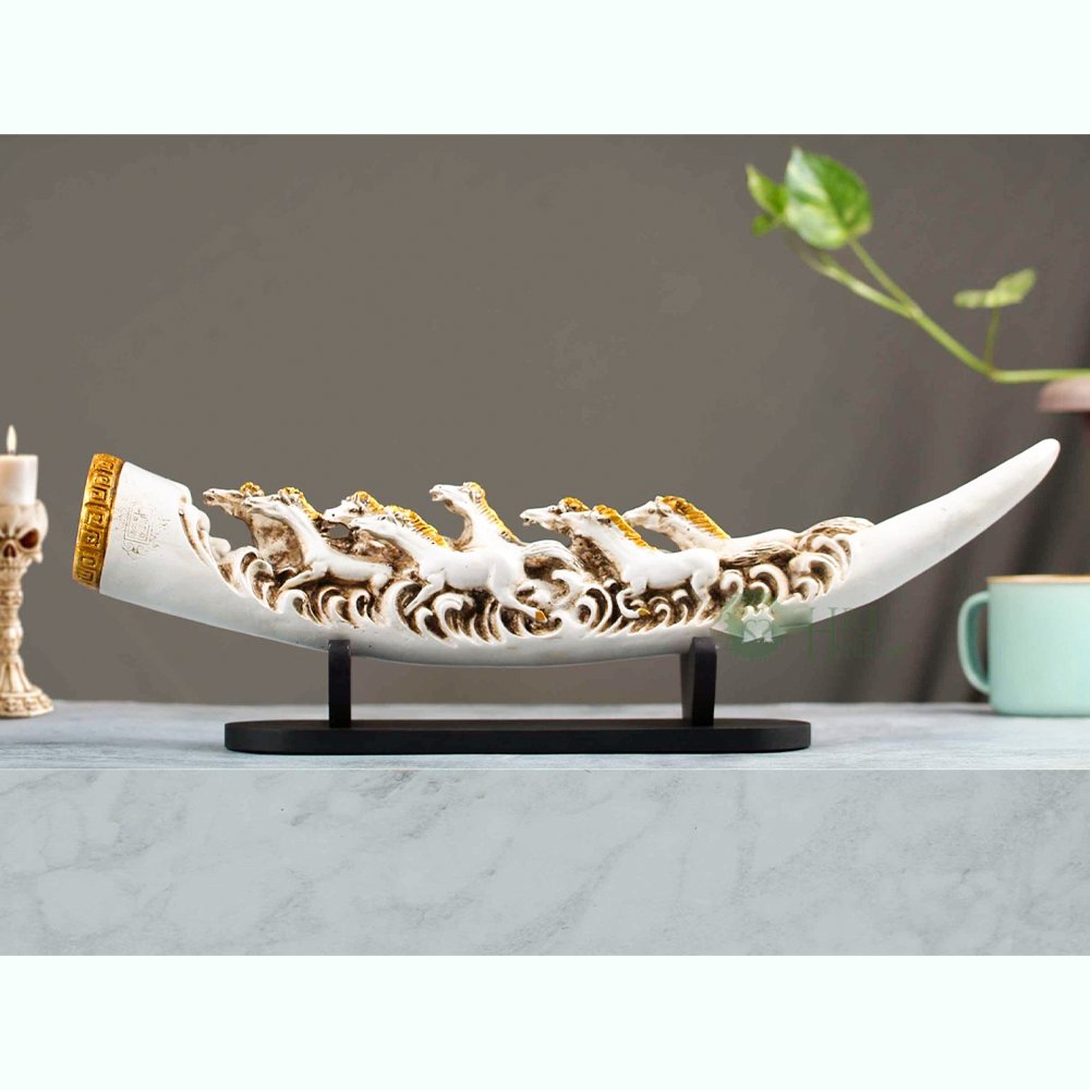 Resin Horse Tusk Showpiece - Kreate- Showpieces