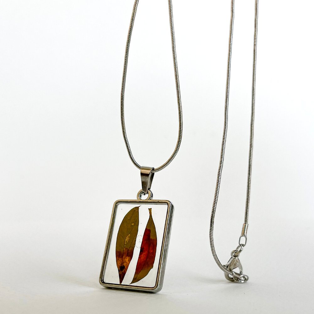 Resin Real Leaf Pendant - Kreate- Neckpieces