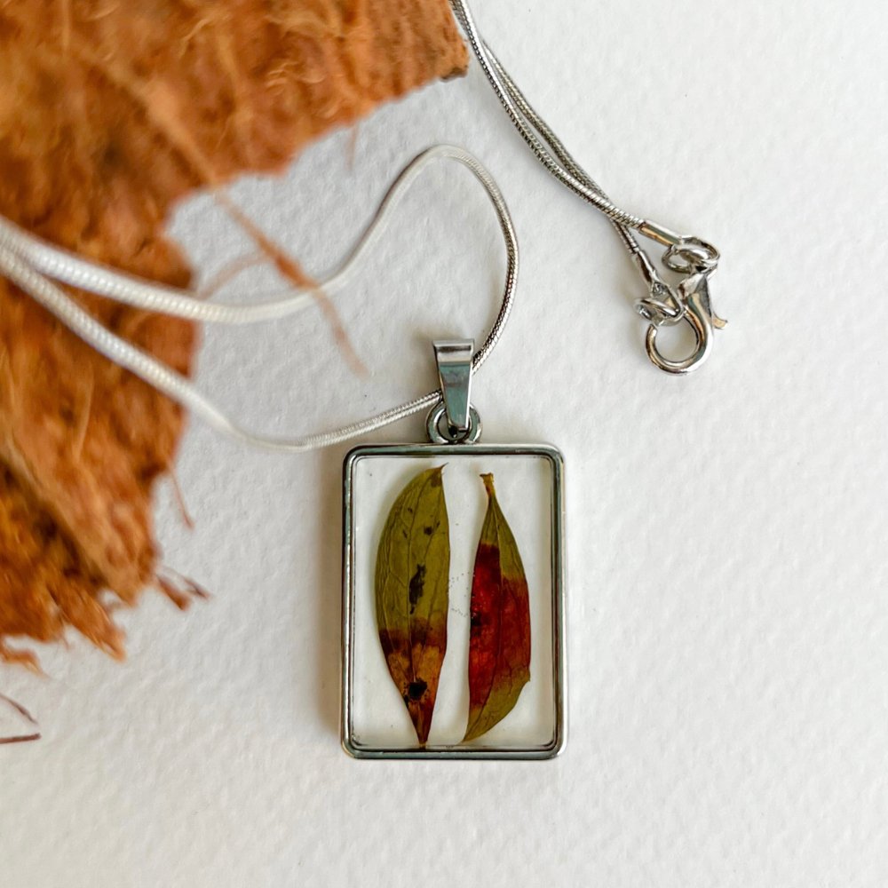 Resin Real Leaf Pendant - Kreate- Neckpieces