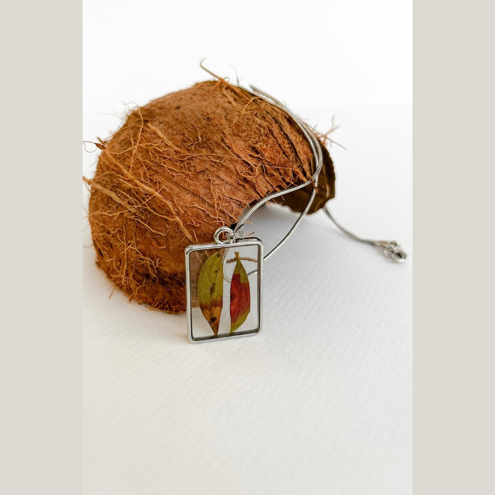 Resin Real Leaf Pendant - Kreate- Neckpieces