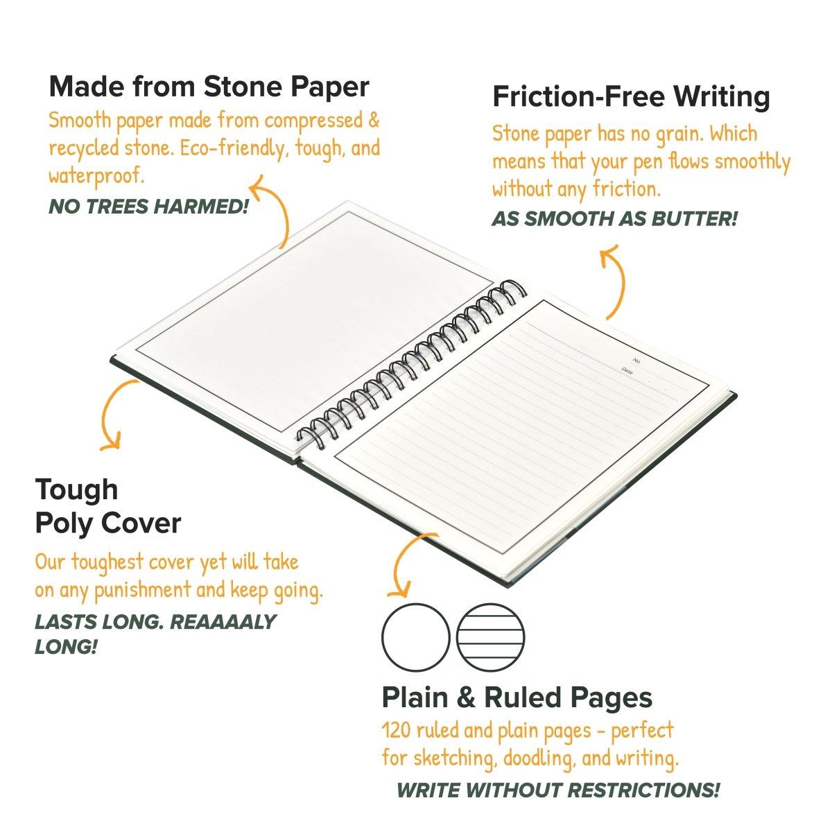 Reusable Stone Paper Smart Notebook - Kreate- Pens & Pencils
