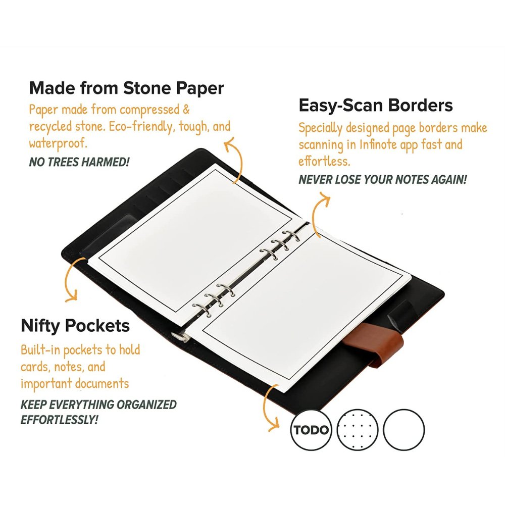 Reusable Stone Paper Smart Notebook and Planner (Brown, A5) - Kreate- Notebooks & Diaries