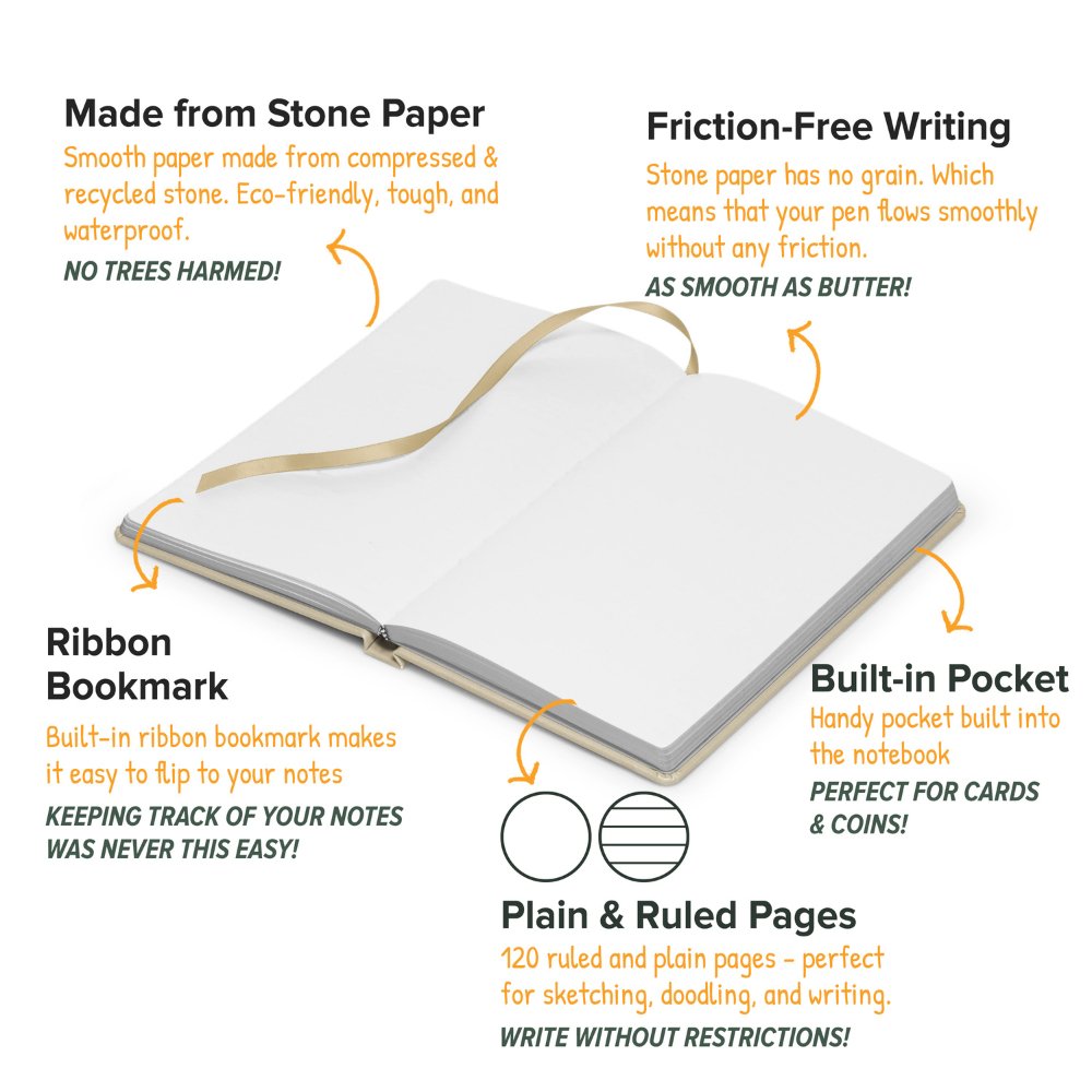 Reusable Stone Paper Smart Notebook - Includes 1 Erasable Pen - Kreate- Notebooks & Diaries