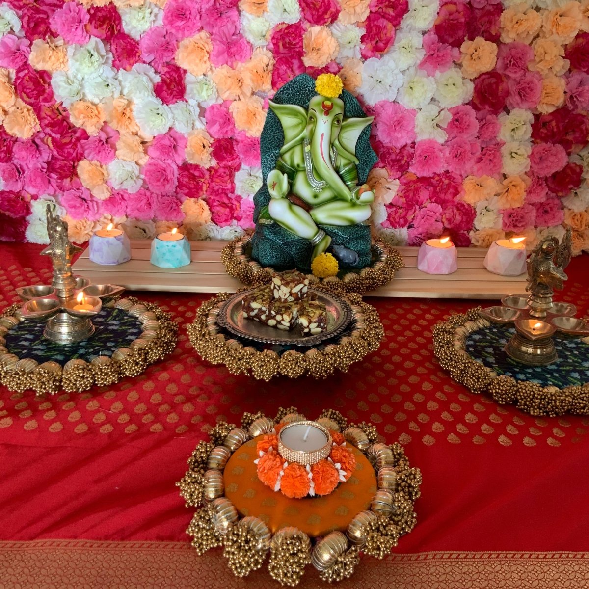 Reversible Decorative Festive Platter - 8” - Kreate- Pooja Needs