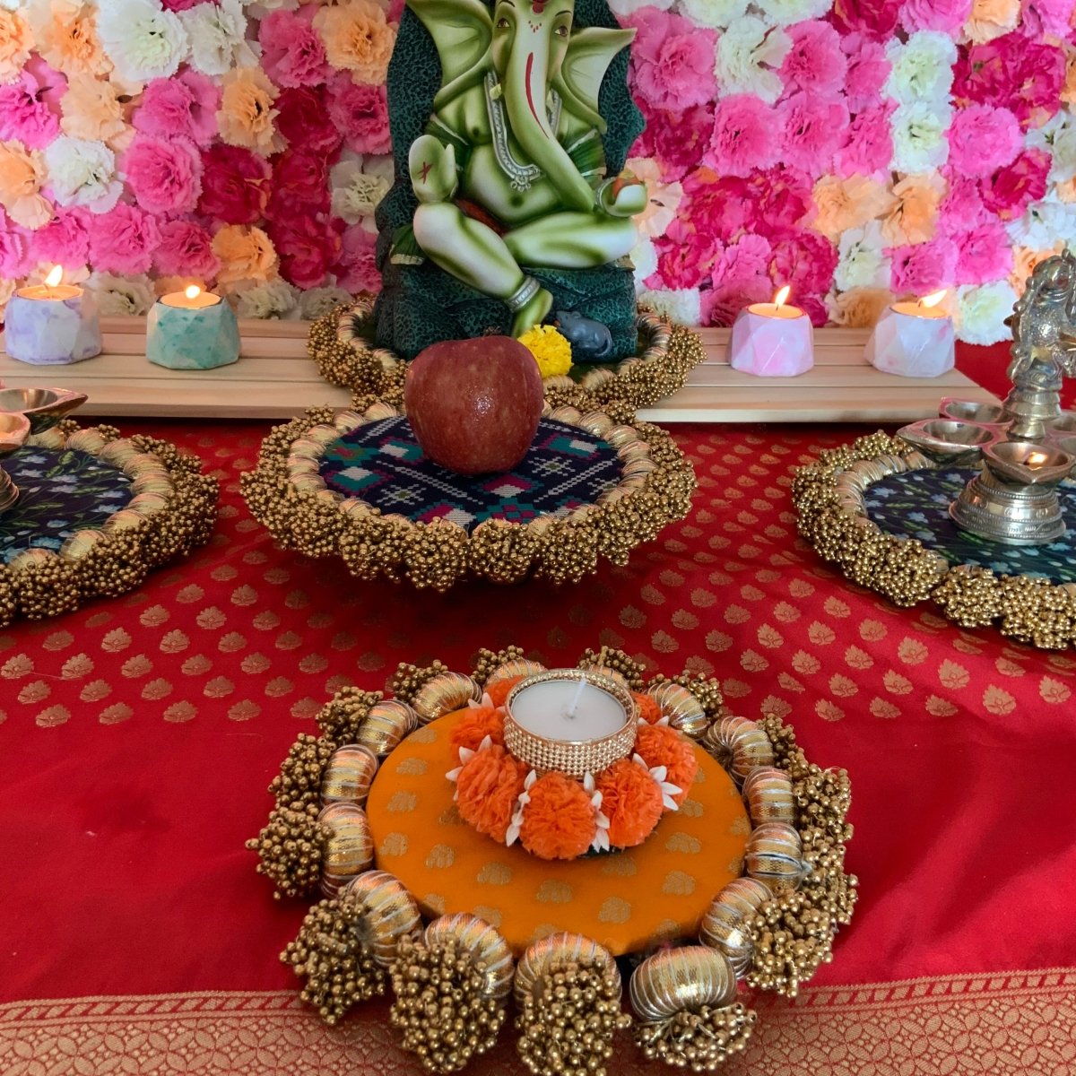 Reversible Decorative Festive Platter - 8” - Kreate- Pooja Needs