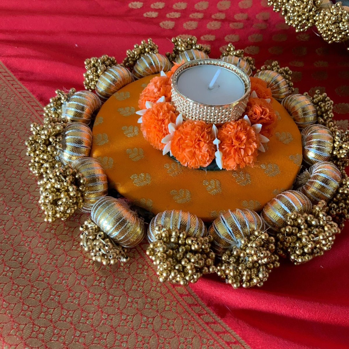 Reversible Decorative Festive Platter - 8” - Kreate- Pooja Needs