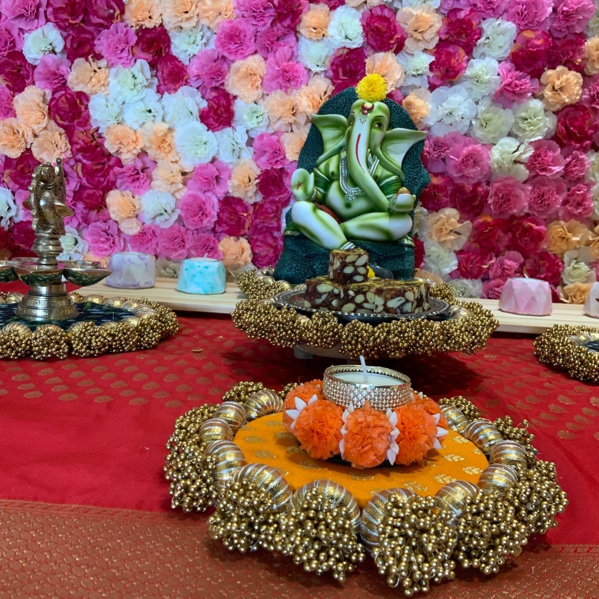 Reversible Decorative Festive Platter - 8” - Kreate- Pooja Needs