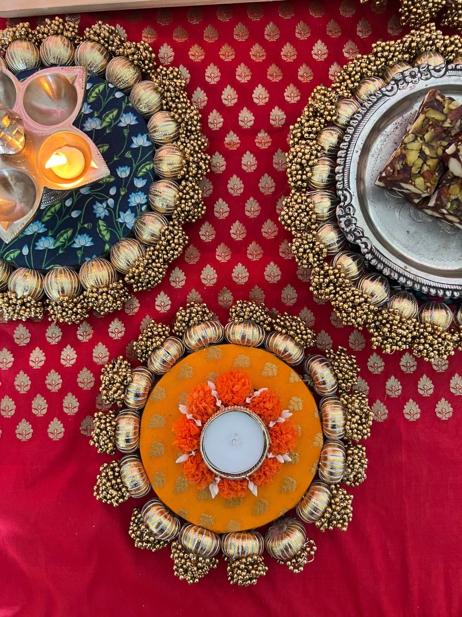 Reversible Decorative Festive Platter - 8” - Kreate- Pooja Needs