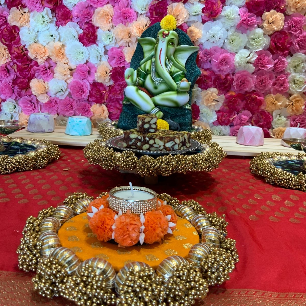 Reversible Decorative Festive Platter - 8” - Kreate- Pooja Needs