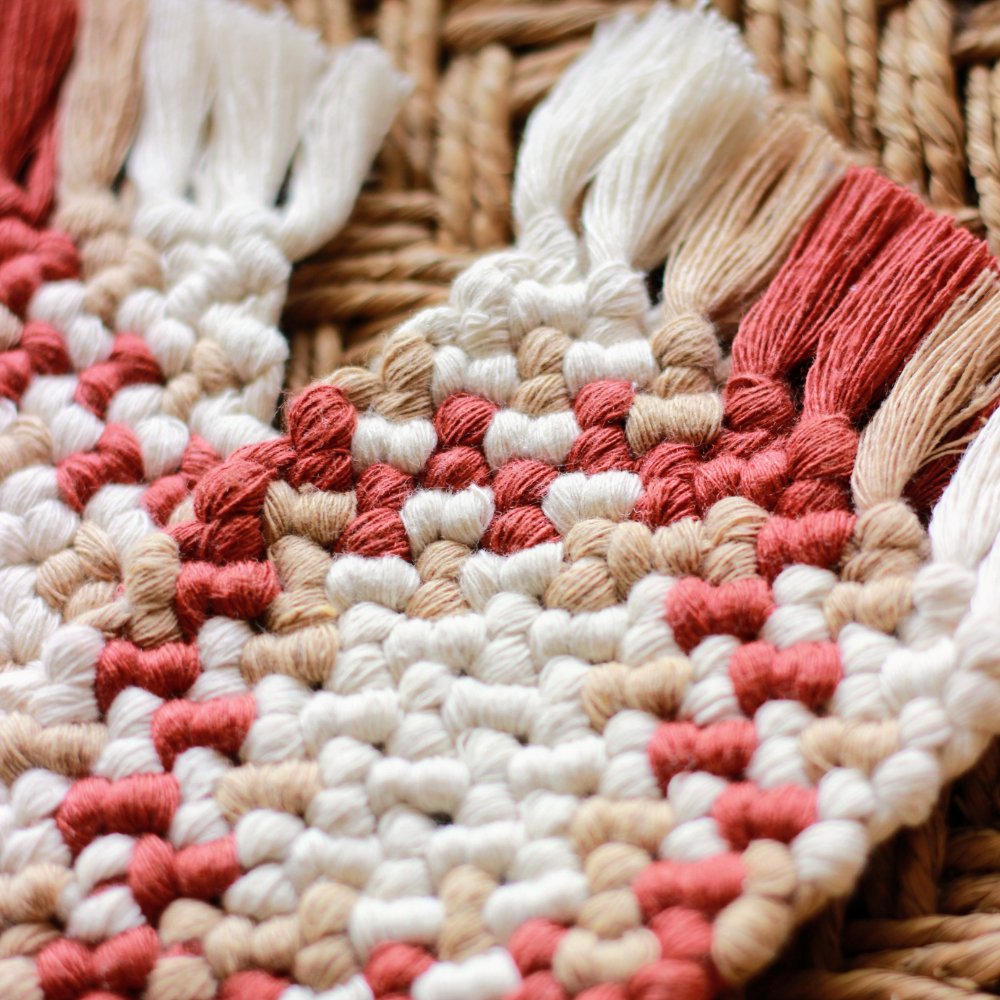 Reversible Diamond Macrame Coaster - Kreate- Coasters