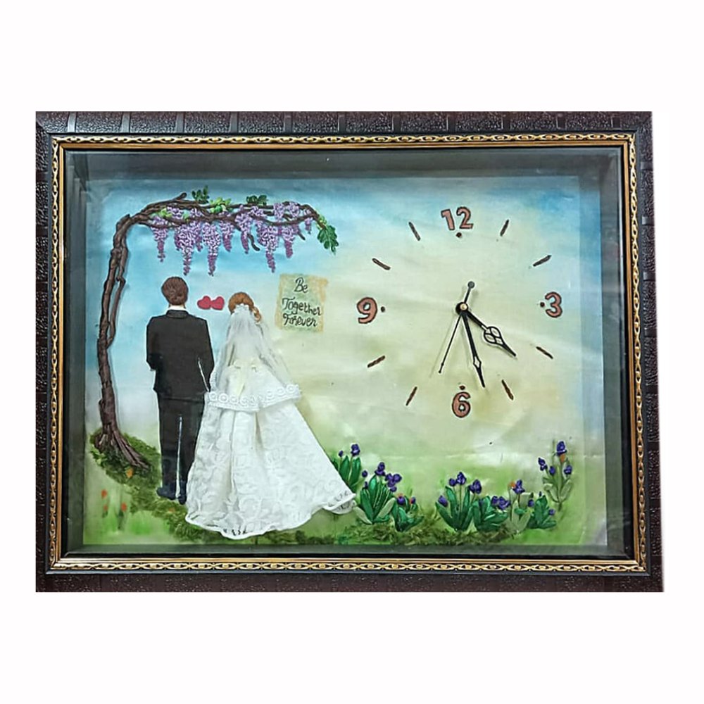 Ribbon Embroidered Clock - Kreate- Wall Decor