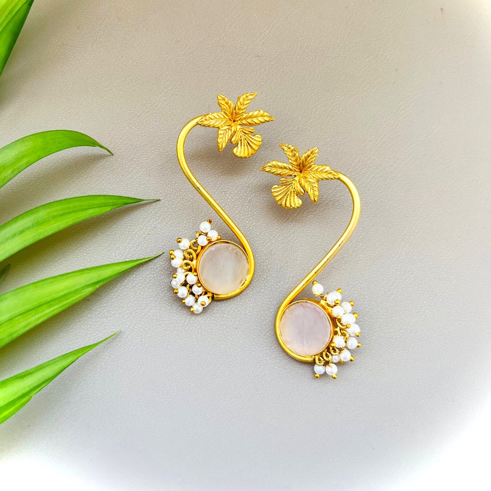 Rose Quartz Earrings - Kreate- Earrings