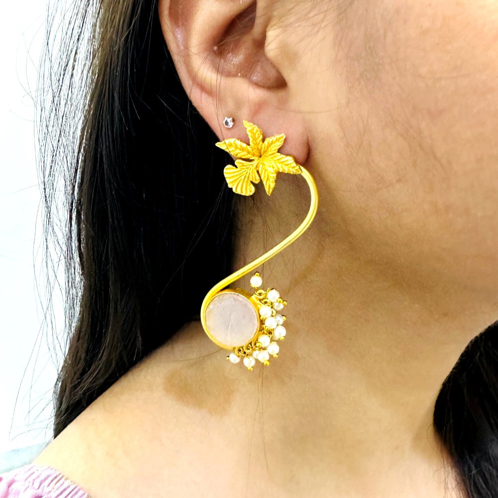 Rose Quartz Earrings - Kreate- Earrings