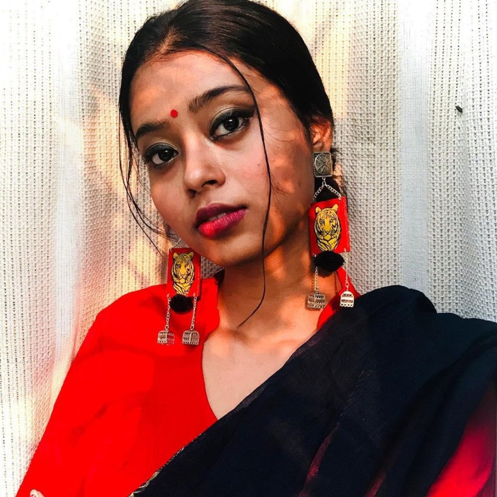 Royal Bengal Tiger Wooden Earrings - Kreate- Earrings