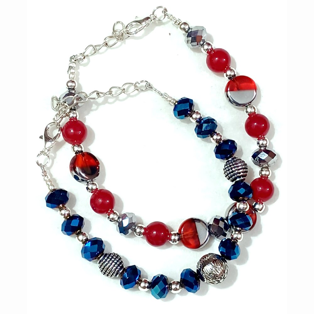 Royal Blue & Cherry Red Bracelet Combo - Kreate- Bangles & Bracelets