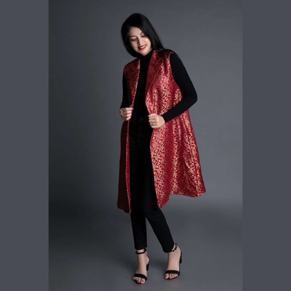 
                  
                    Ruby Banarasi Brocade Jacket - Kreate- Shrugs & Jackets
                  
                