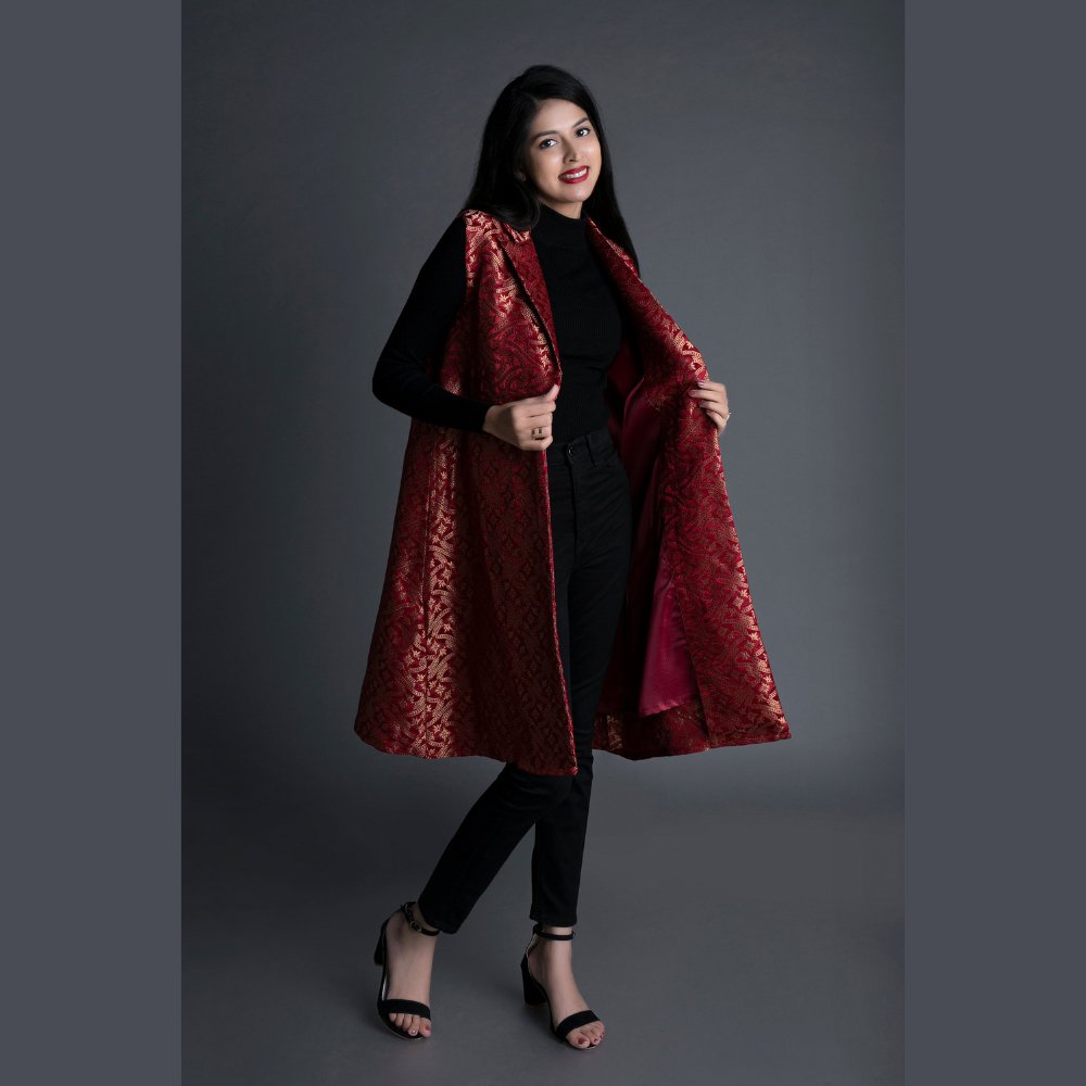 
                  
                    Ruby Banarasi Brocade Jacket - Kreate- Shrugs & Jackets
                  
                