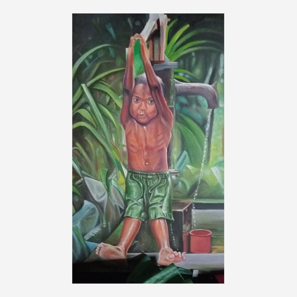 Rural Child Oil Painting - Kreate- Painting