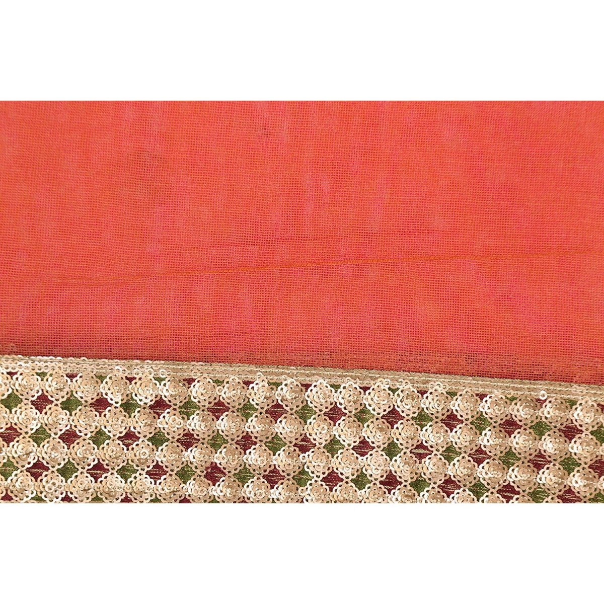 Rust Orange Benarsi Net Sequins Embroidery Stole - Kreate- Dupatta & Shawls