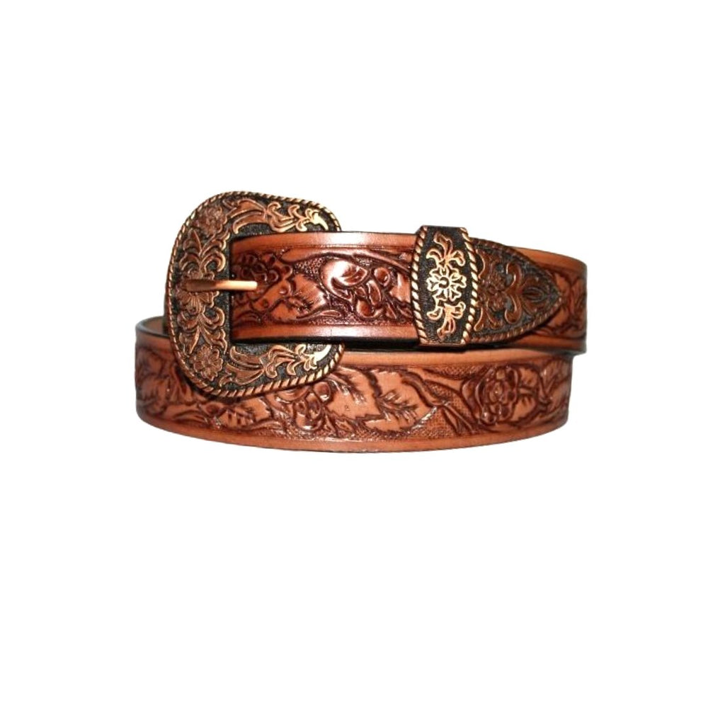 Saaz Handmade Leather Belt (Brown) - Kreate- Belts