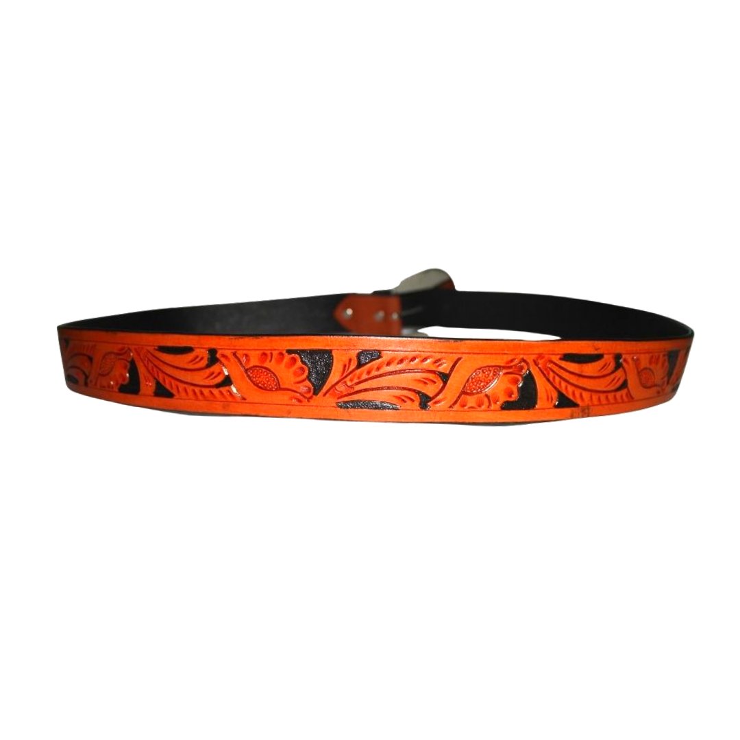 
                  
                    Saaz Handmade Leather Belt (Tan Flower) - Kreate- Belts
                  
                
