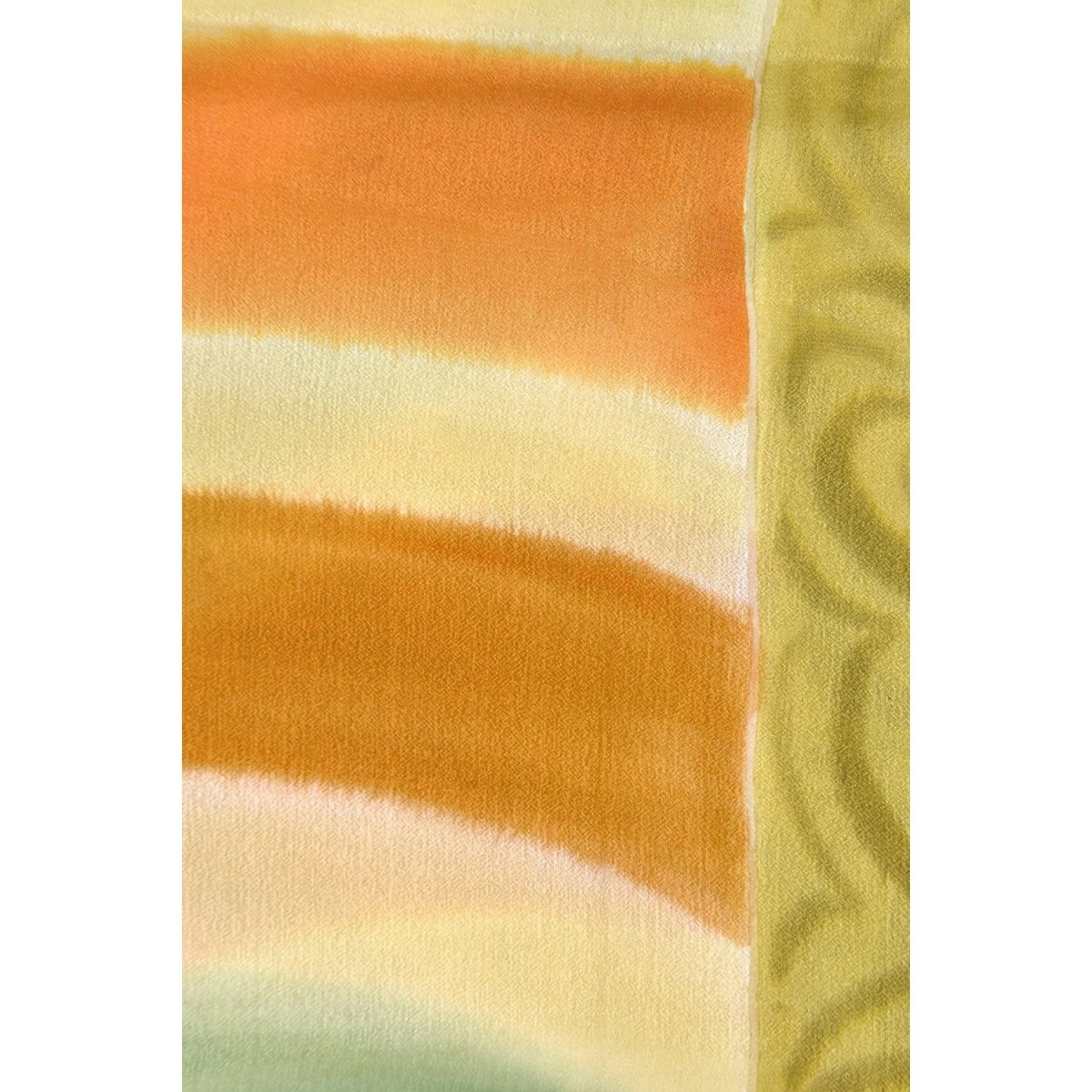 Sage Green Crepe Silk Hand Painted Scarf - Kreate- Dupatta & Shawls