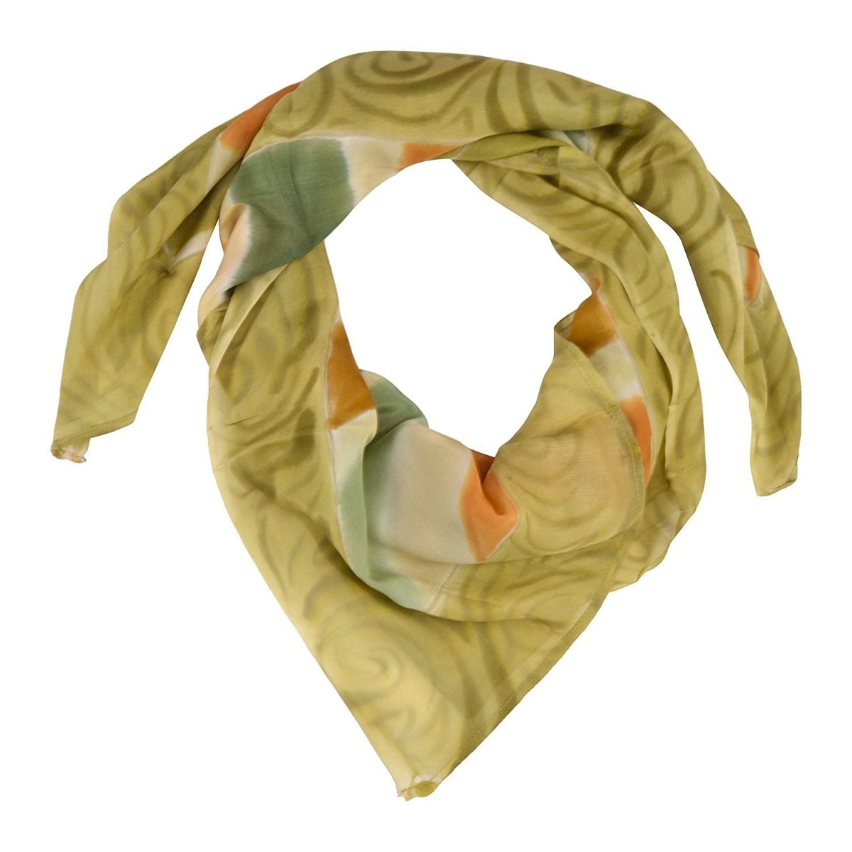 Sage Green Crepe Silk Hand Painted Scarf - Kreate- Dupatta & Shawls