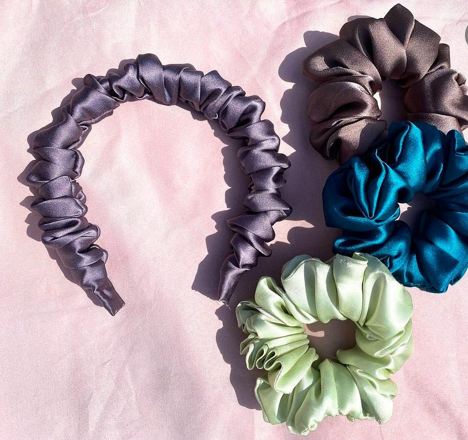 Satin Hair Band and Scrunchies Combo - Kreate- Hairbands & Hairbows