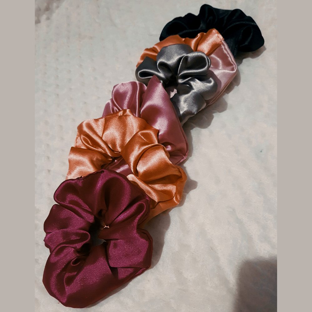 Satin Scrunchies Combo (Set of 6) - Kreate- Scrunchies