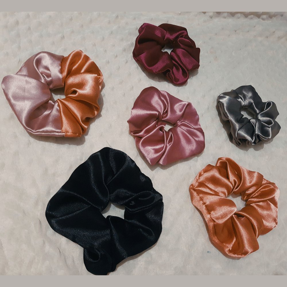 Satin Scrunchies Combo (Set of 6) - Kreate- Scrunchies