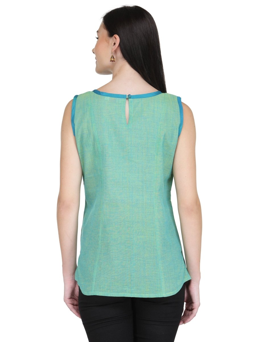 Sea Green Cotton Top - Kreate- Kurtis & Salwar Suits
