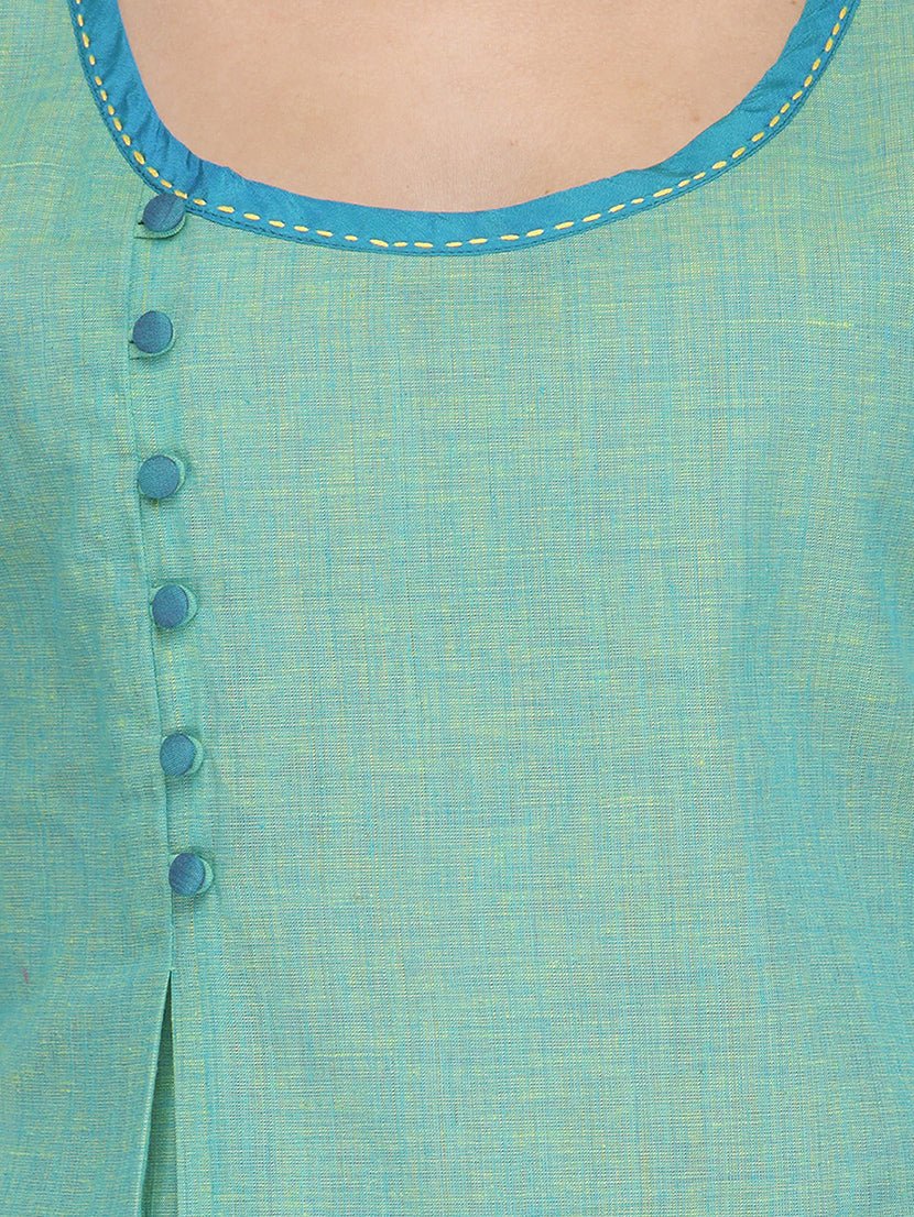 Sea Green Cotton Top - Kreate- Kurtis & Salwar Suits