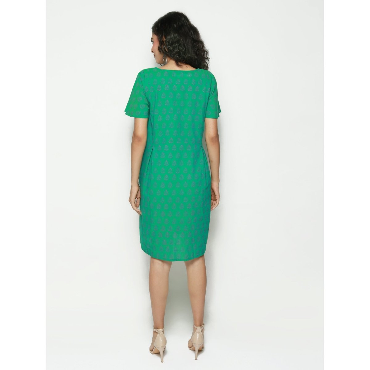 Seagreen Block Print Dress - Kreate- Dresses & jumpsuits