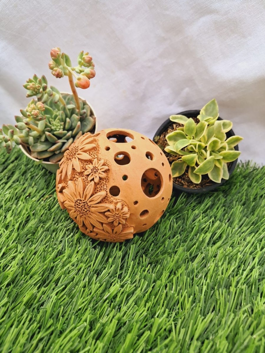 Set of 2 Terracotta Globe Lamp - Kreate- Lamps