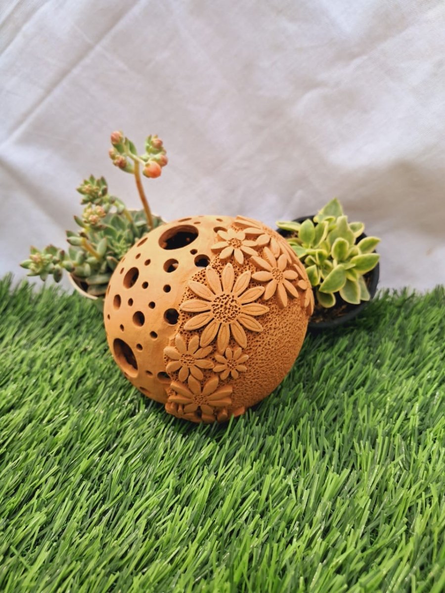 Set of 2 Terracotta Globe Lamp - Kreate- Lamps