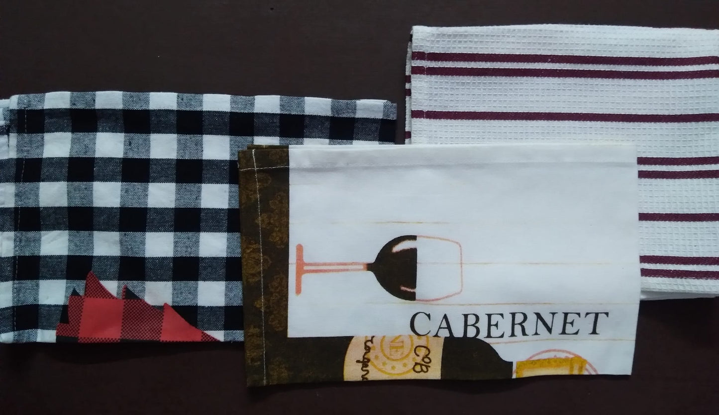 Set of 3 COTTON Kitchen Towels Tea Towels