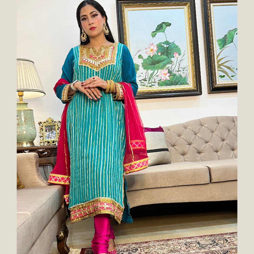 Shahi Dogri Suit Set with Dupatta - Kreate- Kurtis & Salwar Suits