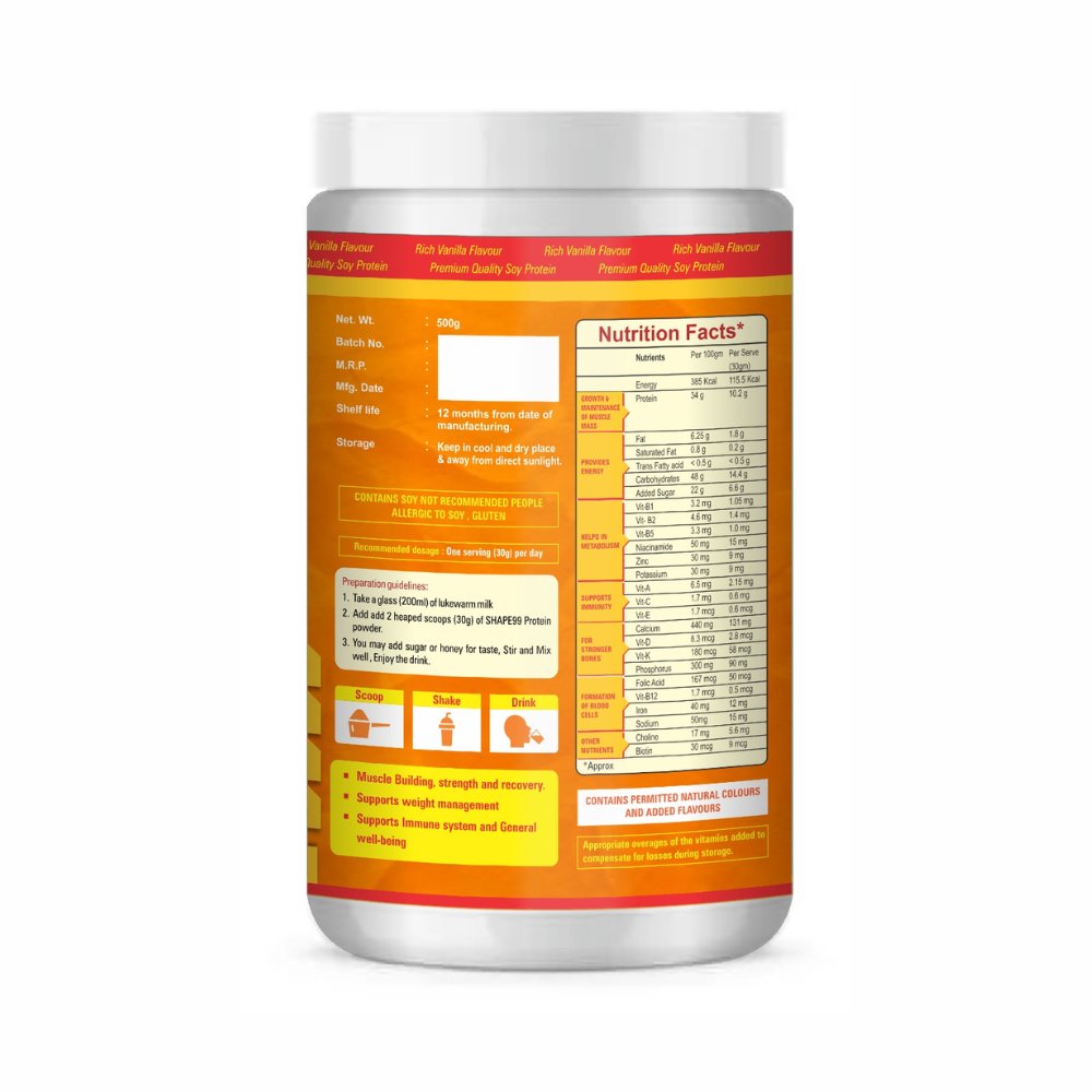 Shape99 Soy Protein (500g) - Kreate- Protein Bars & Powders