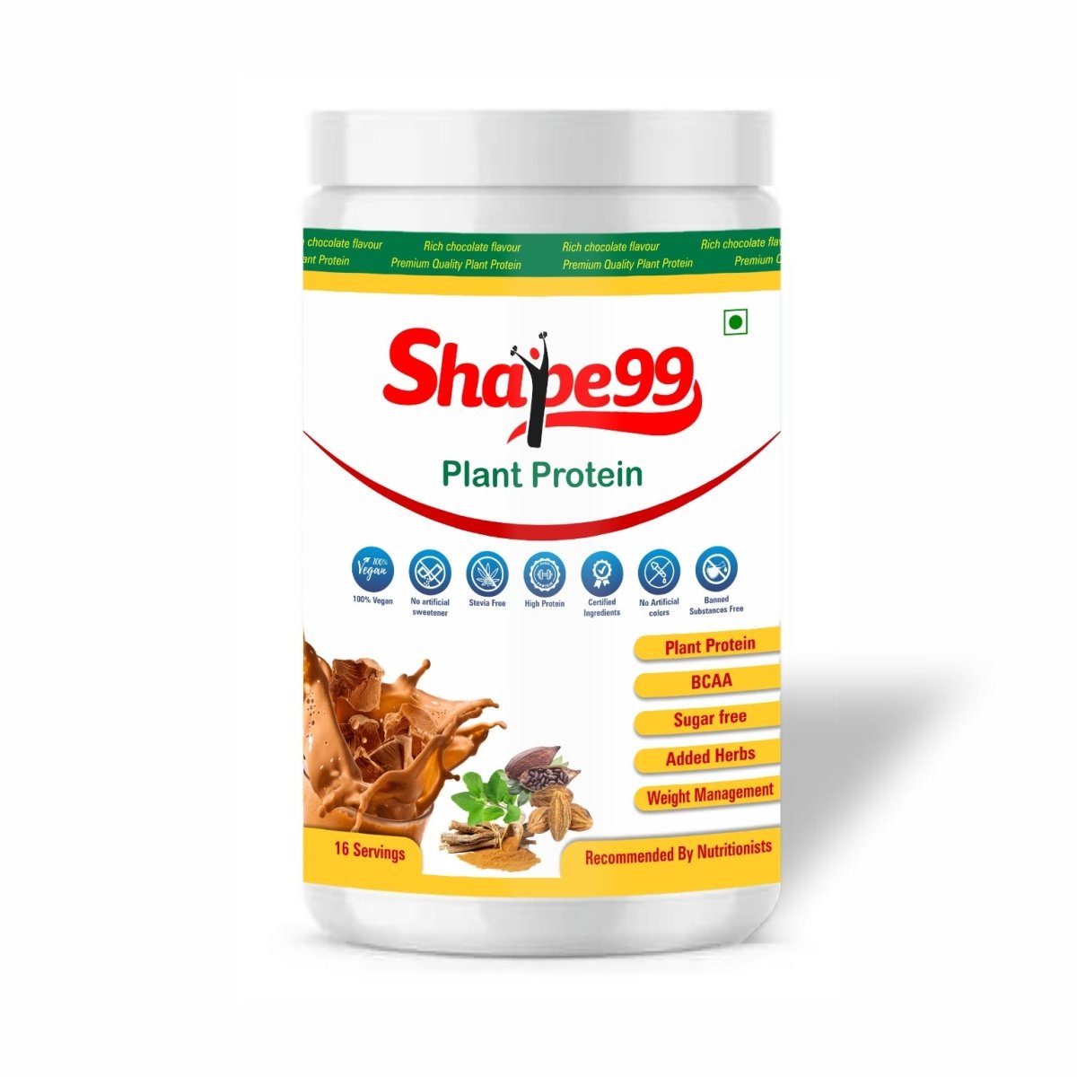 Shape99 Vegan Plant Protein Powder (500 g) - Kreate- Protein Bars & Powders