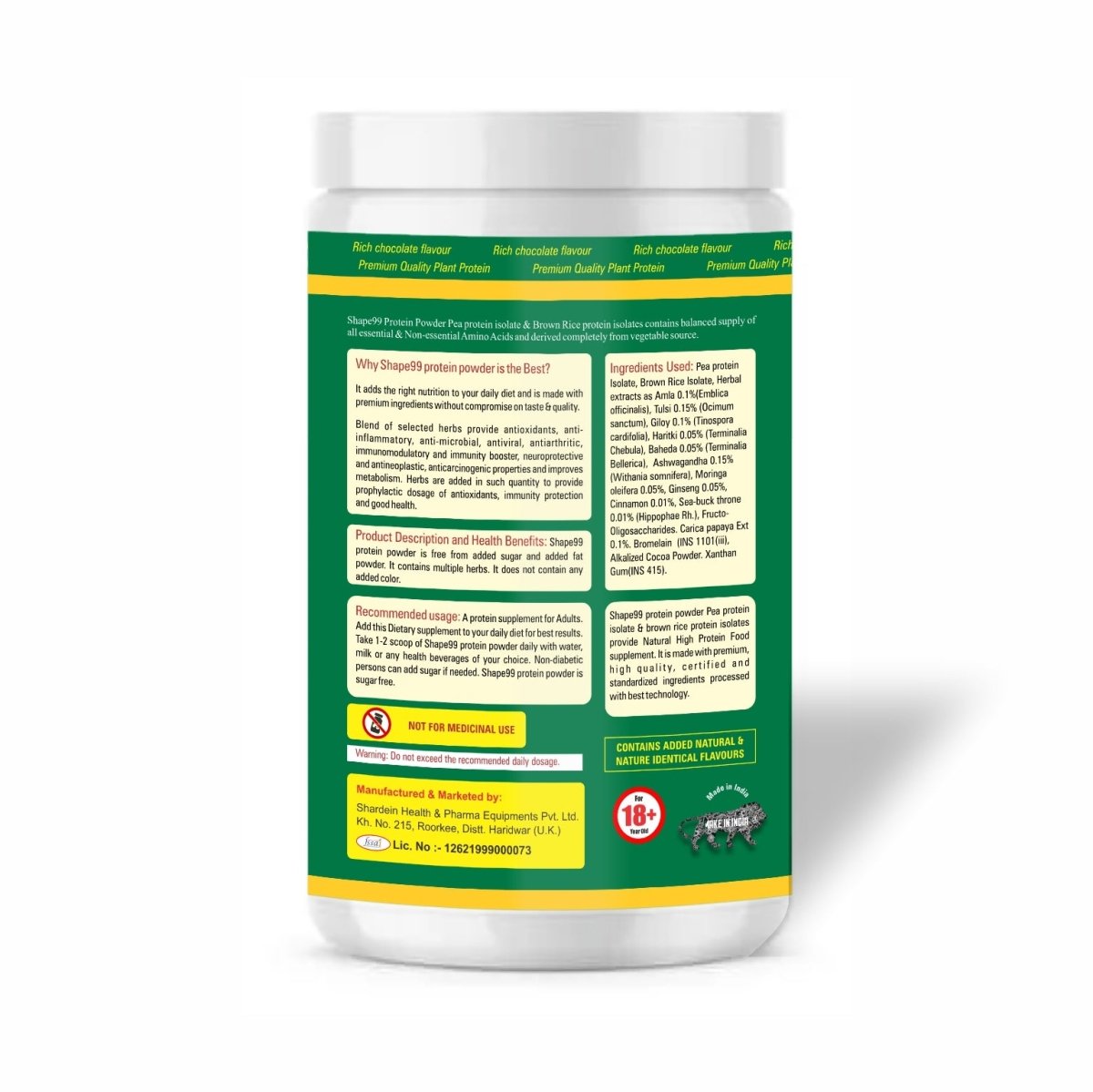 Shape99 Vegan Plant Protein Powder (500 g) - Kreate- Protein Bars & Powders
