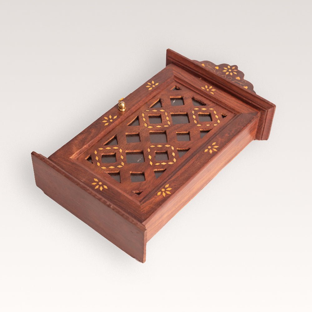 Sheesham Wood Handicraft Cupboard Key Holder - Kreate- Wall Decor