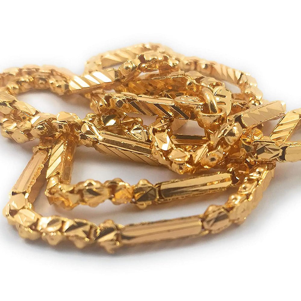 Shining Box Cutting Design Gold Plated Chain - Kreate- Neckpieces