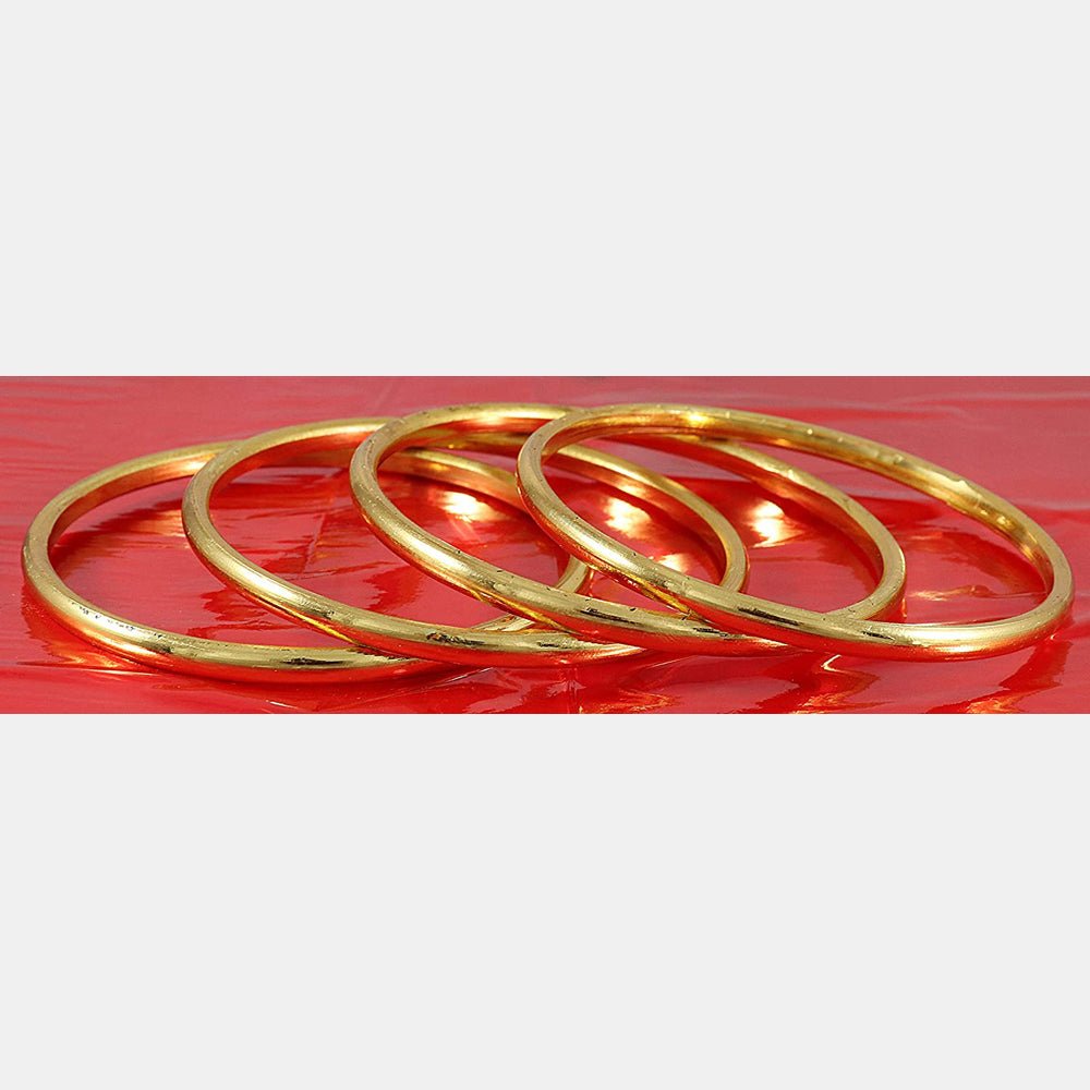 Shining Gold Party Wear Plain Bangles (Set of 4) - Kreate- Bangles & Bracelets