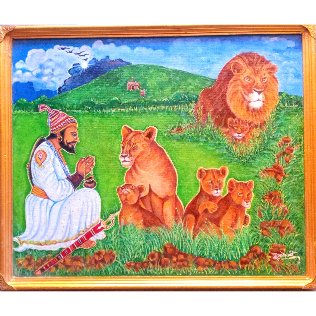 Shivaji Maharaj Handmade Oil Painting - Kreate- Paintings