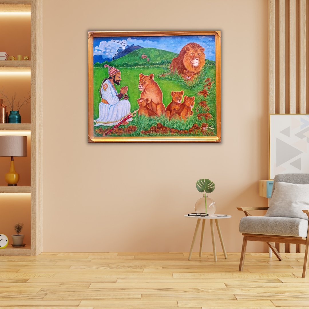 Shivaji Maharaj Handmade Oil Painting - Kreate- Paintings