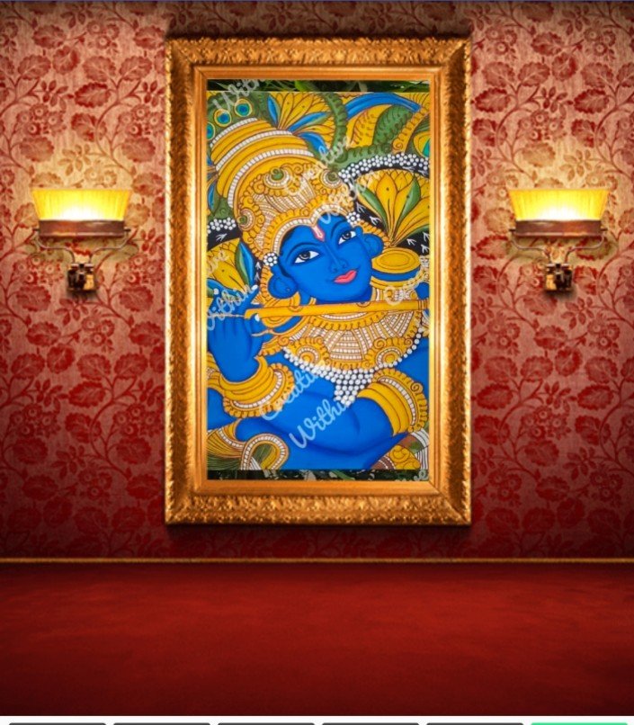 Shree Krishna Kerala Mural Painting - Kreate- Painting