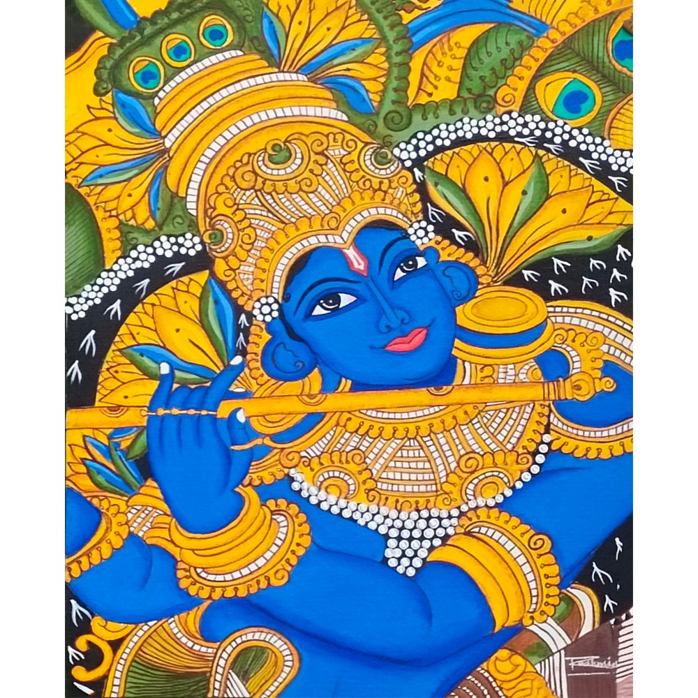 Shree Krishna Kerala Mural Painting - Kreate- Painting